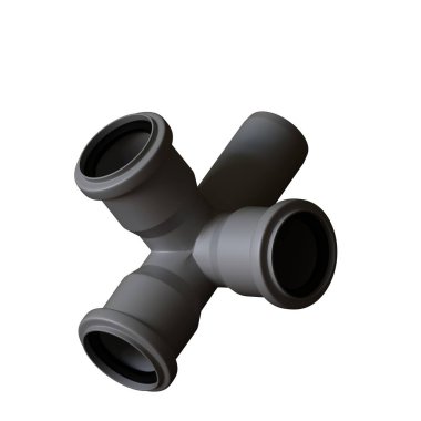 Beyaz arka planda plastik kanalizasyon borusu grisi, izole. Yüksek çözünürlüklü 3D tasarım. Büyütülebilir ve arka plan ya da doku olarak kullanılabilir..