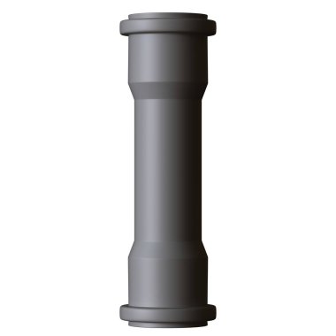 Beyaz arka planda plastik kanalizasyon borusu grisi, izole. Yüksek çözünürlüklü 3D tasarım. Büyütülebilir ve arka plan ya da doku olarak kullanılabilir..