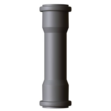 Beyaz arka planda plastik kanalizasyon borusu grisi, izole. Yüksek çözünürlüklü 3D tasarım. Büyütülebilir ve arka plan ya da doku olarak kullanılabilir..