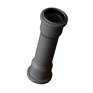Beyaz arka planda plastik kanalizasyon borusu grisi, izole. Yüksek çözünürlüklü 3D tasarım. Büyütülebilir ve arka plan ya da doku olarak kullanılabilir..