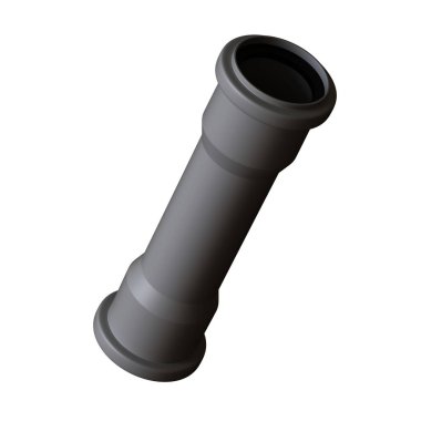 Beyaz arka planda plastik kanalizasyon borusu grisi, izole. Yüksek çözünürlüklü 3D tasarım. Büyütülebilir ve arka plan ya da doku olarak kullanılabilir..