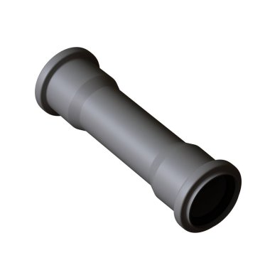 Beyaz arka planda plastik kanalizasyon borusu grisi, izole. Yüksek çözünürlüklü 3D tasarım. Büyütülebilir ve arka plan ya da doku olarak kullanılabilir..