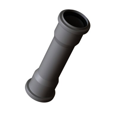 Beyaz arka planda plastik kanalizasyon borusu grisi, izole. Yüksek çözünürlüklü 3D tasarım. Büyütülebilir ve arka plan ya da doku olarak kullanılabilir..