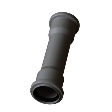 Beyaz arka planda plastik kanalizasyon borusu grisi, izole. Yüksek çözünürlüklü 3D tasarım. Büyütülebilir ve arka plan ya da doku olarak kullanılabilir..