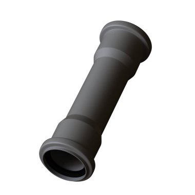Beyaz arka planda plastik kanalizasyon borusu grisi, izole. Yüksek çözünürlüklü 3D tasarım. Büyütülebilir ve arka plan ya da doku olarak kullanılabilir..