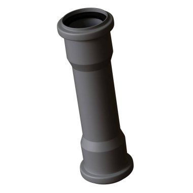 Beyaz arka planda plastik kanalizasyon borusu grisi, izole. Yüksek çözünürlüklü 3D tasarım. Büyütülebilir ve arka plan ya da doku olarak kullanılabilir..