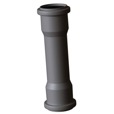 Beyaz arka planda plastik kanalizasyon borusu grisi, izole. Yüksek çözünürlüklü 3D tasarım. Büyütülebilir ve arka plan ya da doku olarak kullanılabilir..