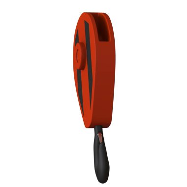 Beyaz arka planda kırmızı bir vinç kancası, izole et. Yüksek çözünürlüklü 3D tasarım. Büyütülebilir ve arka plan ya da doku olarak kullanılabilir..