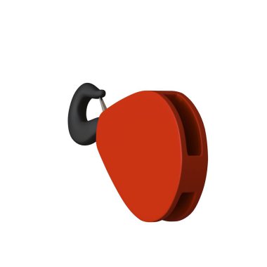 Beyaz arka planda kırmızı bir vinç kancası, izole et. Yüksek çözünürlüklü 3D tasarım. Büyütülebilir ve arka plan ya da doku olarak kullanılabilir..