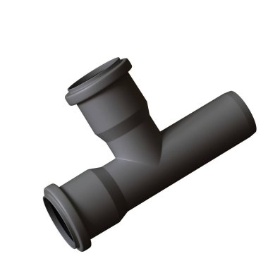Beyaz arka planda plastik kanalizasyon borusu grisi, izole. Yüksek çözünürlüklü 3D tasarım. Büyütülebilir ve arka plan ya da doku olarak kullanılabilir..