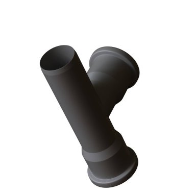 Beyaz arka planda plastik kanalizasyon borusu grisi, izole. Yüksek çözünürlüklü 3D tasarım. Büyütülebilir ve arka plan ya da doku olarak kullanılabilir..