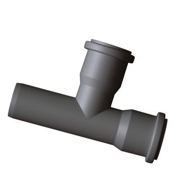 Beyaz arka planda plastik kanalizasyon borusu grisi, izole. Yüksek çözünürlüklü 3D tasarım. Büyütülebilir ve arka plan ya da doku olarak kullanılabilir..
