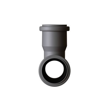 Beyaz arka planda plastik kanalizasyon borusu grisi, izole. Yüksek çözünürlüklü 3D tasarım. Büyütülebilir ve arka plan ya da doku olarak kullanılabilir..