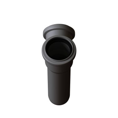 Beyaz arka planda plastik kanalizasyon borusu grisi, izole. Yüksek çözünürlüklü 3D tasarım. Büyütülebilir ve arka plan ya da doku olarak kullanılabilir..