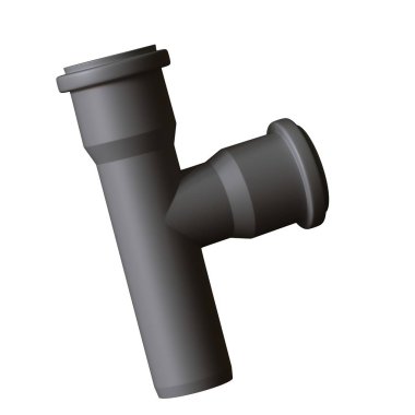 Beyaz arka planda plastik kanalizasyon borusu grisi, izole. Yüksek çözünürlüklü 3D tasarım. Büyütülebilir ve arka plan ya da doku olarak kullanılabilir..