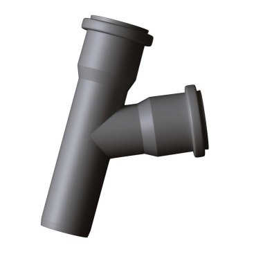 Beyaz arka planda plastik kanalizasyon borusu grisi, izole. Yüksek çözünürlüklü 3D tasarım. Büyütülebilir ve arka plan ya da doku olarak kullanılabilir..