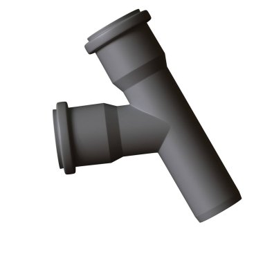 Beyaz arka planda plastik kanalizasyon borusu grisi, izole. Yüksek çözünürlüklü 3D tasarım. Büyütülebilir ve arka plan ya da doku olarak kullanılabilir..