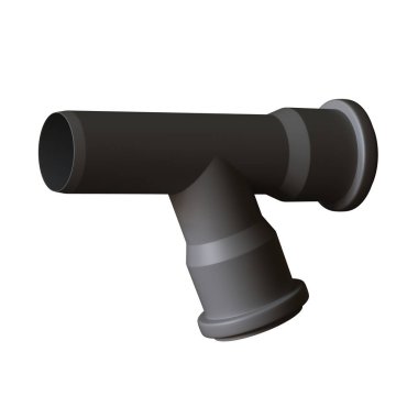 Beyaz arka planda plastik kanalizasyon borusu grisi, izole. Yüksek çözünürlüklü 3D tasarım. Büyütülebilir ve arka plan ya da doku olarak kullanılabilir..