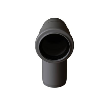 Beyaz arka planda plastik kanalizasyon borusu grisi, izole. Yüksek çözünürlüklü 3D tasarım. Büyütülebilir ve arka plan ya da doku olarak kullanılabilir..