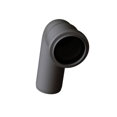 Beyaz arka planda plastik kanalizasyon borusu grisi, izole. Yüksek çözünürlüklü 3D tasarım. Büyütülebilir ve arka plan ya da doku olarak kullanılabilir..