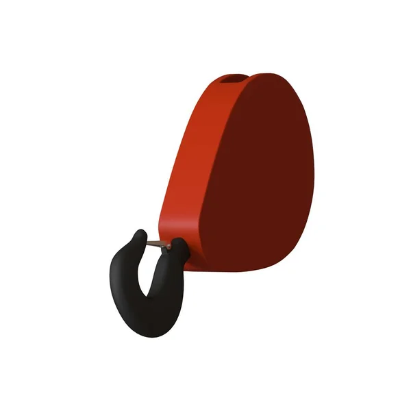 Червоний гак баштового крана на білому тлі, ізольований. 3D візуалізація відмінної якості у високій роздільній здатності. Він може бути збільшений і використаний як фон або текстура . — стокове фото
