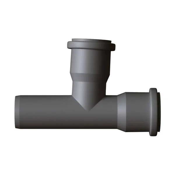 Plastic sewer pipe grey on white background, isolated. 3D rendering of excellent quality in high resolution. It can be enlarged and used as a background or texture. — Stock Photo, Image