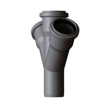 Beyaz arka planda plastik kanalizasyon borusu grisi, izole. Yüksek çözünürlüklü 3D tasarım. Büyütülebilir ve arka plan ya da doku olarak kullanılabilir..