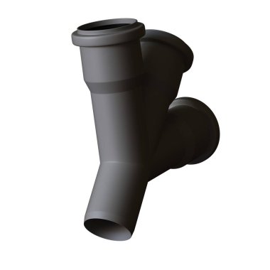 Beyaz arka planda plastik kanalizasyon borusu grisi, izole. Yüksek çözünürlüklü 3D tasarım. Büyütülebilir ve arka plan ya da doku olarak kullanılabilir..