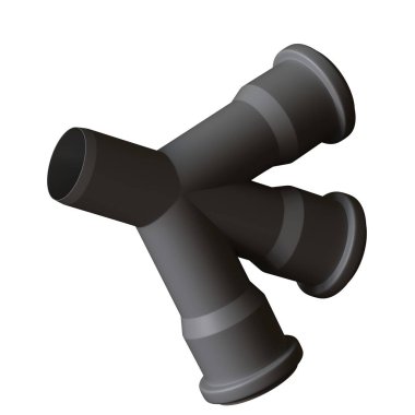 Beyaz arka planda plastik kanalizasyon borusu grisi, izole. Yüksek çözünürlüklü 3D tasarım. Büyütülebilir ve arka plan ya da doku olarak kullanılabilir..