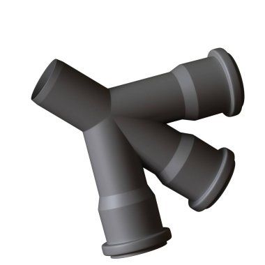 Beyaz arka planda plastik kanalizasyon borusu grisi, izole. Yüksek çözünürlüklü 3D tasarım. Büyütülebilir ve arka plan ya da doku olarak kullanılabilir..
