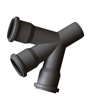 Beyaz arka planda plastik kanalizasyon borusu grisi, izole. Yüksek çözünürlüklü 3D tasarım. Büyütülebilir ve arka plan ya da doku olarak kullanılabilir..