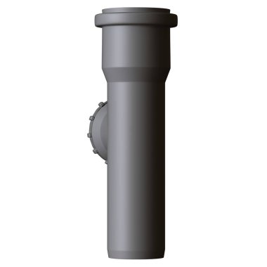Beyaz arka planda plastik kanalizasyon borusu grisi, izole. Yüksek çözünürlüklü 3D tasarım. Büyütülebilir ve arka plan ya da doku olarak kullanılabilir..