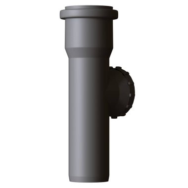 Beyaz arka planda plastik kanalizasyon borusu grisi, izole. Yüksek çözünürlüklü 3D tasarım. Büyütülebilir ve arka plan ya da doku olarak kullanılabilir..