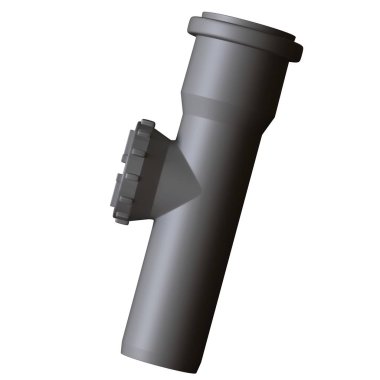 Beyaz arka planda plastik kanalizasyon borusu grisi, izole. Yüksek çözünürlüklü 3D tasarım. Büyütülebilir ve arka plan ya da doku olarak kullanılabilir..