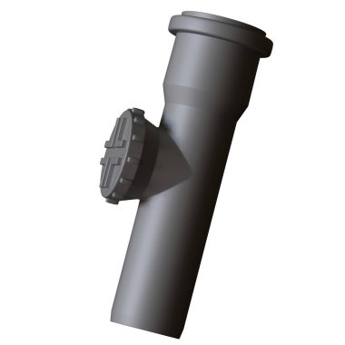 Beyaz arka planda plastik kanalizasyon borusu grisi, izole. Yüksek çözünürlüklü 3D tasarım. Büyütülebilir ve arka plan ya da doku olarak kullanılabilir..