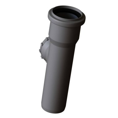 Beyaz arka planda plastik kanalizasyon borusu grisi, izole. Yüksek çözünürlüklü 3D tasarım. Büyütülebilir ve arka plan ya da doku olarak kullanılabilir..