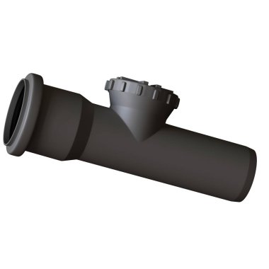 Beyaz arka planda plastik kanalizasyon borusu grisi, izole. Yüksek çözünürlüklü 3D tasarım. Büyütülebilir ve arka plan ya da doku olarak kullanılabilir..