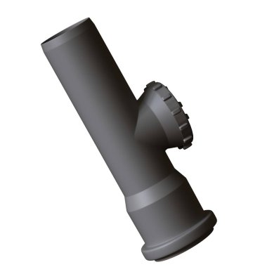 Beyaz arka planda plastik kanalizasyon borusu grisi, izole. Yüksek çözünürlüklü 3D tasarım. Büyütülebilir ve arka plan ya da doku olarak kullanılabilir..