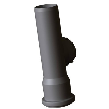 Beyaz arka planda plastik kanalizasyon borusu grisi, izole. Yüksek çözünürlüklü 3D tasarım. Büyütülebilir ve arka plan ya da doku olarak kullanılabilir..