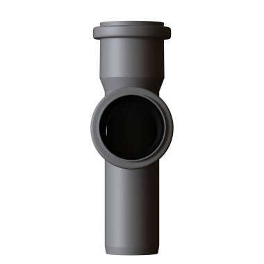 Beyaz arka planda plastik kanalizasyon borusu grisi, izole. Yüksek çözünürlüklü 3D tasarım. Büyütülebilir ve arka plan ya da doku olarak kullanılabilir..