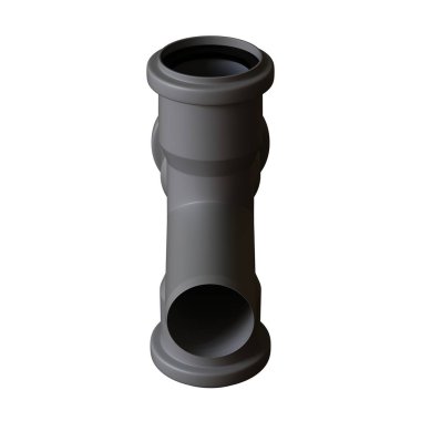 Beyaz arka planda plastik kanalizasyon borusu grisi, izole. Yüksek çözünürlüklü 3D tasarım. Büyütülebilir ve arka plan ya da doku olarak kullanılabilir..
