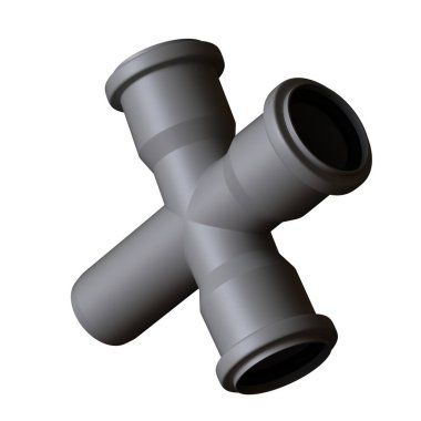 Beyaz arka planda plastik kanalizasyon borusu grisi, izole. Yüksek çözünürlüklü 3D tasarım. Büyütülebilir ve arka plan ya da doku olarak kullanılabilir..