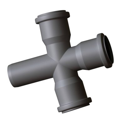 Beyaz arka planda plastik kanalizasyon borusu grisi, izole. Yüksek çözünürlüklü 3D tasarım. Büyütülebilir ve arka plan ya da doku olarak kullanılabilir..