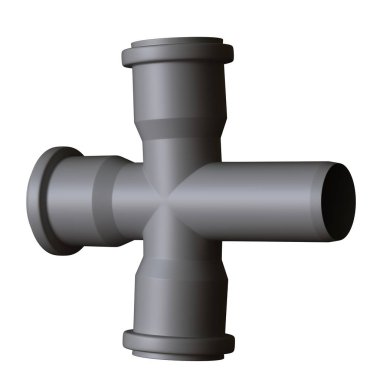 Beyaz arka planda plastik kanalizasyon borusu grisi, izole. Yüksek çözünürlüklü 3D tasarım. Büyütülebilir ve arka plan ya da doku olarak kullanılabilir..