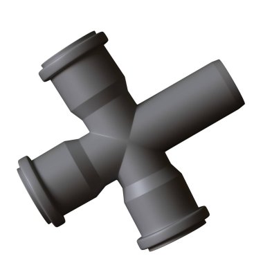Beyaz arka planda plastik kanalizasyon borusu grisi, izole. Yüksek çözünürlüklü 3D tasarım. Büyütülebilir ve arka plan ya da doku olarak kullanılabilir..