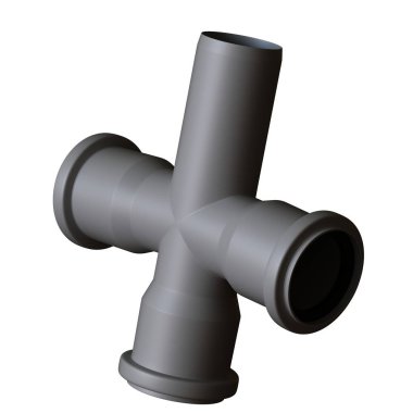 Beyaz arka planda plastik kanalizasyon borusu grisi, izole. Yüksek çözünürlüklü 3D tasarım. Büyütülebilir ve arka plan ya da doku olarak kullanılabilir..