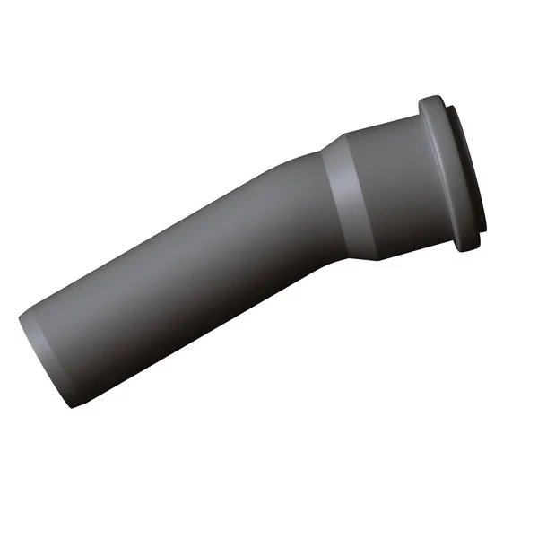 Plástico tubo de esgoto cinza sobre fundo branco, isolado. Renderização 3D de excelente qualidade em alta resolução. Pode ser ampliado e usado como fundo ou textura . — Fotografia de Stock