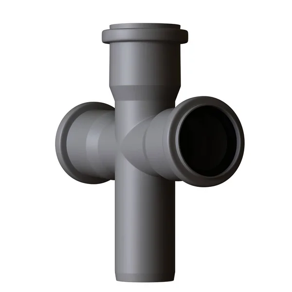 Plastic Sewer Pipe Grey White Background Isolated Rendering Excellent Quality — Stock Photo, Image