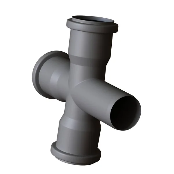 Plastic Sewer Pipe Grey White Background Isolated Rendering Excellent Quality — Stock Photo, Image