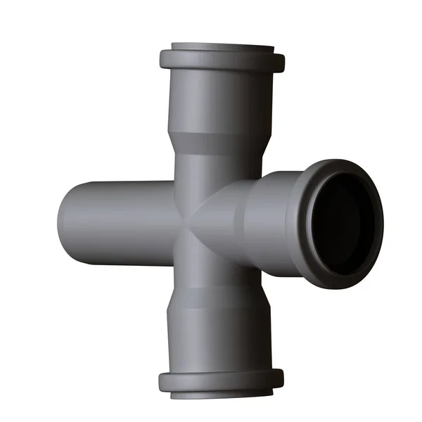 Plastic Sewer Pipe Grey White Background Isolated Rendering Excellent Quality — Stock Photo, Image